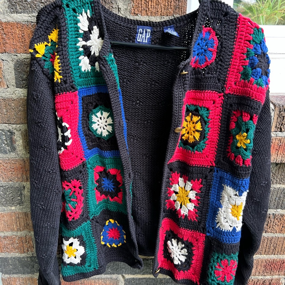 GAP Women's Colorful Crochet Cardigan